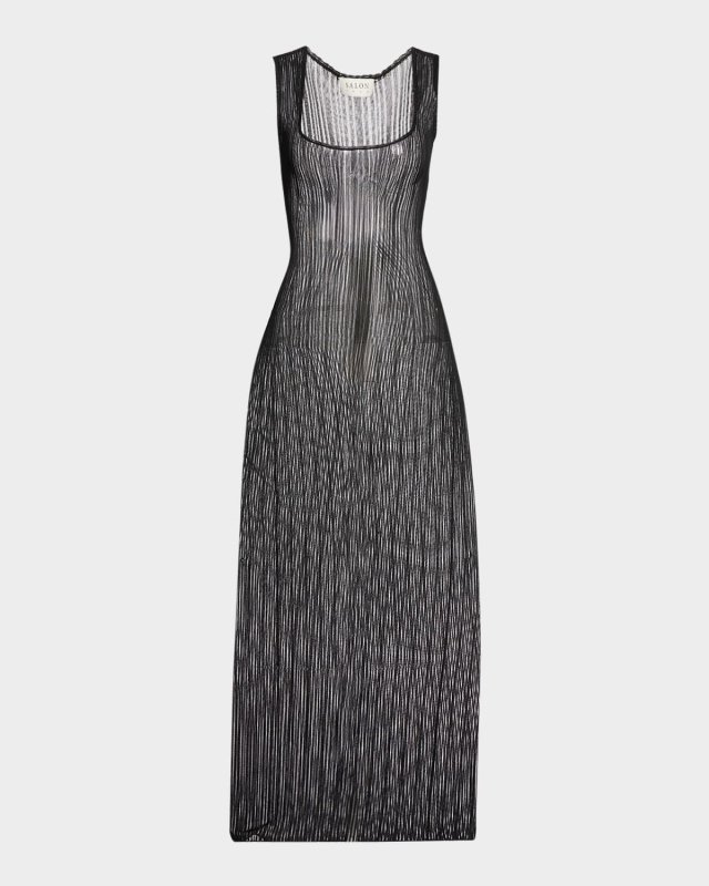 Canova Sheer Knit Sleeveless Midi Dress
